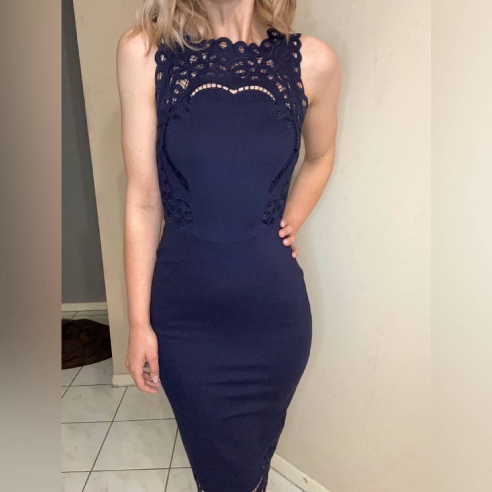 Ted Baker Verita cutout yoke sheath dress, navy size 0